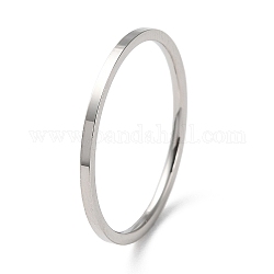 304 ステンレス鋼のシンプルなプレーンバンド指輪女性用男性用  ステンレス鋼色  サイズ7  内径：17.4mm  1mm