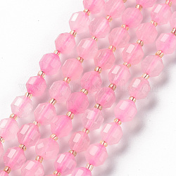 Chapelets de perles en quartz rose naturel, baril, facette, 6x5.5mm, Trou: 1mm, Environ 51~52 pcs/chapelet, 15.35 pouce (39 cm)