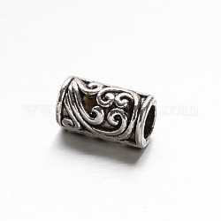 Perles de colonne en alliage de zinc de style tibétain, argent antique, 8.5x5mm, Trou: 3mm
