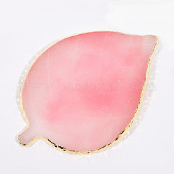 Resin Imitation Agate Color Palette, Makeup Cosmetic Nail Art Tool, Leaf, Pink, 115x77x8mm