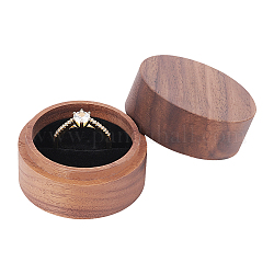 Scatola porta anelli in legno a colonna, portagioie per anelli, deposito di orecchini a bottone, marrone noce di cocco, 4.9x3.5cm