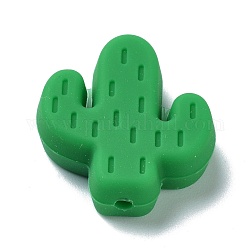 Silicone Focal Beads, Chewing Beads For Teethers, Cactus, Dark Green, 25x23x8mm, Hole: 2.3mm