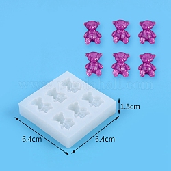 Bear Shape DIY Silicone Molds, Fondant Molds, Resin Casting Molds, for Chocolate, Candy, UV Resin & Epoxy Resin Craft Making, Ghost White, 64x64x15mm