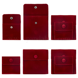 SUPERFINDINGS 8Pcs 2 Styles Square Velvet Cloth Bag 7cm 10cm Dark Red Velvet Jewelry Bags with Snap Fastener Cloth Gift Pouches for Jewelry Bracelet Headphones Bag Beads Spice Gift Baggies