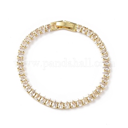 Bracciale tennis con zirconi, vero braccialetto a catena a goccia in ottone placcato oro 18k da donna,  cadmio& piombo libero, chiaro, 7-1/8 pollice (18.2 cm)