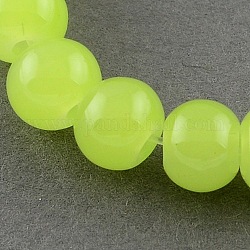 Imitation Jade Glass Round Beads Strands, Spray Painted, Light Green, 8mm, Hole: 1.3~1.6mm, about 100pcs/strand, 31.4 inch