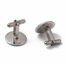 304 Stainless Steel Cuff Buttons, Cufflink Findings for Apparel Accessories, Stainless Steel Color, Tray: 18mm, 19x20x20mm