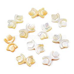 Perles naturelles de la coquille jaune, bowknot, 10x17x2mm, Trou: 0.7mm