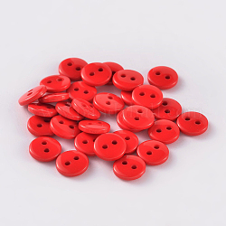 2-Agujero botones redondos de costura redondos para el diseño de vestuario, rojo, 9x2mm, agujero: 1 mm