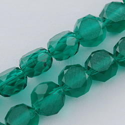 Fili di perline in vetro smerigliato, sfaccettato, rotondo e piatto, verde acqua, 12x7mm, Foro: 2 mm