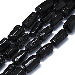 Natürliche schwarze Turmalin Perlen Stränge, Nuggets, 11~14x6~8 mm, Bohrung: 0.9 mm, ca. 28~32 Stk. / Strang, 15.75'' (40 cm)