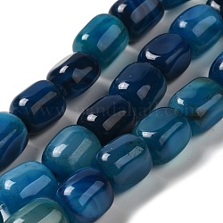 Natürliche Achat Perlen Stränge, gefärbt und erhitzt, Kolumne, Deep-Sky-blau, 15~16x11.5~13x11~13 mm, Bohrung: 1.6 mm, ca. 12 Stk. / Strang, 7.17~7.28'' (18.2~18.5 cm)