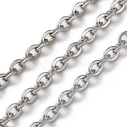 304 catena di cavi piatti in acciaio inossidabile, saldato, ovale, colore acciaio inossidabile, link: 3x2.4x0.5 mm