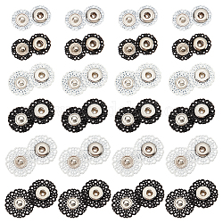 Nbeads 24 ensembles 6 boutons pression en alliage de zinc de style, boutons de vêtements, accessoires de couture, fleur, couleur mixte, 15~21x6~7mm, 4 ensembles/style