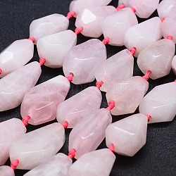 Fili di perline quarzo roso  naturale , sfaccettato, lacrima, 26~41x12~20mm, Foro: 2 mm, circa 10~11pcs/filo, 15.7 pollice (40 cm)