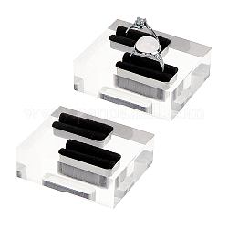 Transparenter Acryl-Schmuckständer Ring-Vitrinen-Display-Halter, Viereck, Schwarz, 4.4x5.4x2 cm