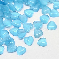 Cat Eye Cabochons, Heart, Pale Turquoise, 12x12x3mm