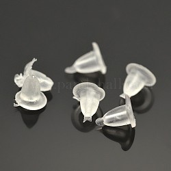 Пластиковые гайки для ушей, спинки для серьги, прозрачные, 4x4 мм, отверстие : 0.5 мм, Около 200 шт / 5 г