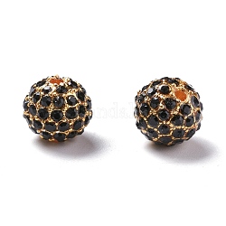 Perles de strass en alliage, Grade a, ronde, métal couleur or, jet, 10mm
