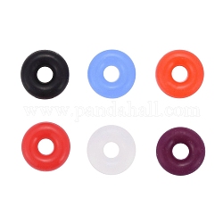 300 Stück 6 Farben Gummi O-Ringe, Donut Abstandsperlen, passen europäische Clip-Stopperperlen, Mischfarbe, Mischfarbe, 6x2 mm, Bohrung: 2.5 mm, 50 Stk. je Farbe