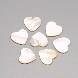 Cabujones de concha de nácar blanco natural, corazón, color de concha, 19~20x20x1~2mm