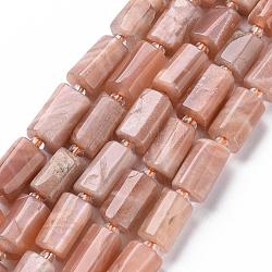 Chapelets de perles de sunstone naturelle naturelles, facette, colonne, 8~11x6~8x5~7mm, Trou: 1mm, Environ 15~17 pcs/chapelet, 7.28~7.48 pouce
