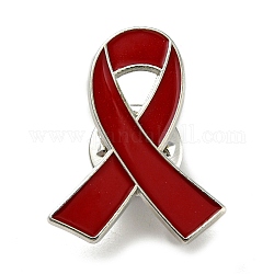 Épingles en émail du ruban de sensibilisation au sida, insigne en alliage de platine pour vêtements de sac à dos, rouge foncé, 26x21x1.5mm