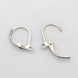 304 Stainless Steel Leverback Earring Findings, with Loop, Stainless Steel Color, 16x10~10.5mm, Hole: 1.5mm, Pin: 0.7mm