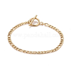 Ионное покрытие (ip) 304 цепной браслет из нержавеющей стали для женщин или мужчин, Фигаро браслеты-цепочки, золотые, 8 дюйм (20.3 см)