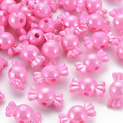 Perles acryliques opaques, couleur ab , candy, rose chaud, 17x9x9mm, Trou: 2mm, environ 943 pcs/500 g