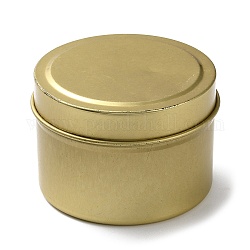 (Defective Closeout Sale: Scratched) Round Iron Tin Cans, Iron Jar, Storage Containers for Cosmetic, Candles, Candies, with Lid, Golden, 6.6x4.6cm