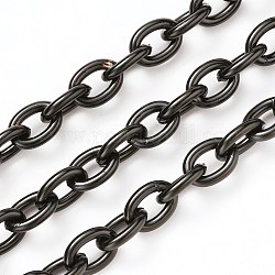 304 Stainless Steel Cable Chains, Unwelded, with Spool, Electrophoresis Black, 8x6x1.5mm, about 32.8 Feet(10m)/roll