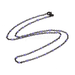 Revestimiento iónico (ip) 304 collares de cadena de cable de acero inoxidable, con esmalte, púrpura, 17.91 pulgada (455 mm)