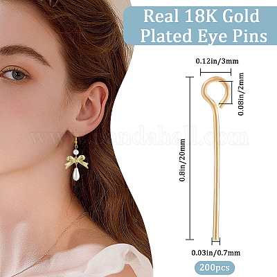 Spille Per Occhi In Ottone - Spilla Per Occhi In Oro Lucido - Spille Per Occhi Per Perle Solide - Ottone Placcato Oro Reale 18 Carati - Forniture Per Gioielli - 50,02x0,7 Mm - RGP3319-50 - Italia - Foto 4