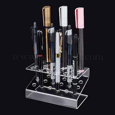 Wholesale 18-Hole Transparent Acrylic Pen & Pencil Display Stands 