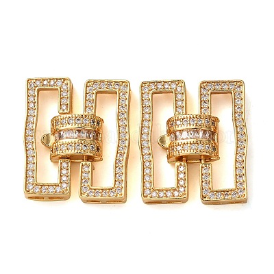 Fermoirs repliables en laiton micro pave zircone cubique transparente&nbsp;KK-K422-14G-1