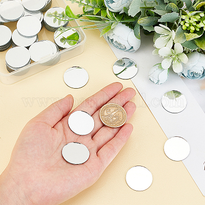 Wholesale SUPERFINDINGS 120Pcs 24.5x1mm Small Circle Mirror Tiles White  Mini Flat Round Glass Mirror for Arts Crafts Projects Traveling Framing  Decoration 