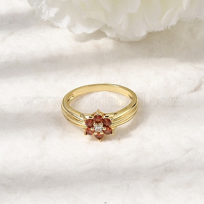 Bague en laiton avec micro pavé de zircones cubiques et fleur en gros pour création de bijoux