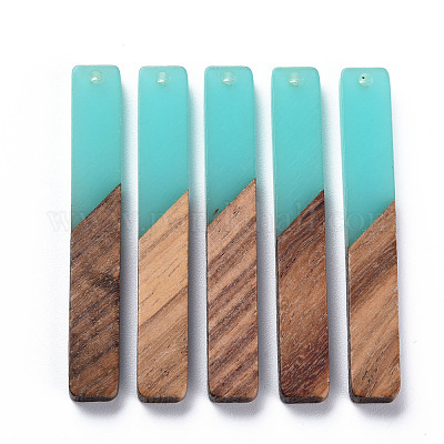 Grands pendentifs en résine et bois de noyer&nbsp;X-RESI-S358-39L-1