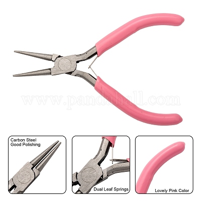 Multi-Purpose Carbon Steel Jewelry Pliers Pink Handle Strong Beading Hand  Tools