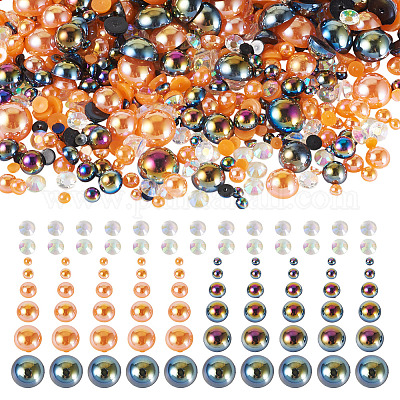 Cabochons demi-ronds en plastique ABS&nbsp;FIND-TAC0038-08B-1