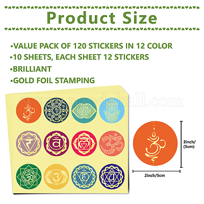 Wholesale CRASPIRE 120pcs Chakra Mandala Gold Foil Stickers 12 Styles Boho  Yoga Buddhism Boho Floral Round Label Decals Self Adhesive Embossed Seals  for Envelope Wedding Medal Decor Certification Graduation 