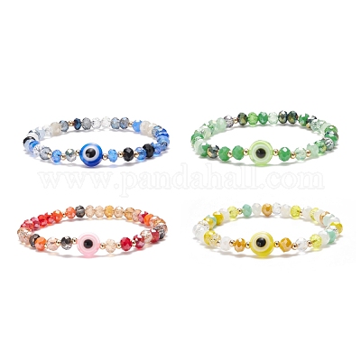 Bracelet Extensible En Perles De Verre Bleues - Sans Fermoir, Longueur Ajustable