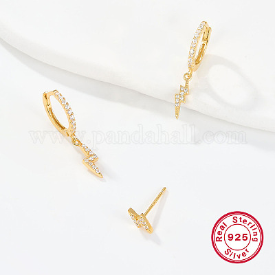 3 Paar leuchtende Creolen und Ohrstecker im 3-Stil mit kubischem Zirkonia&nbsp;EJEW-F317-35G-1