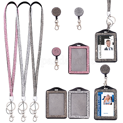 Wholesale CHGCRAFT 3Pcs 3 Colors Rectangle Bling ID Badge Holder