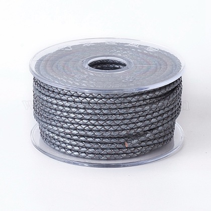 編み紐  革のアクセサリーコード  ジュエリーDIY製版材料  スレートグレイ  3mm  約10.93ヤード（10m）/ロール WL-I003-3mm-C-11-1