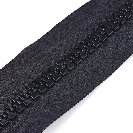 服飾材料  布と樹脂ジッパー  ファスナー部品  ブラック  40mm  10ヤード/バンドル FIND-WH0052-31-1