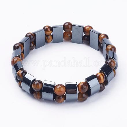 Bracelets extensibles avec perles en hématite synthétiques sans magnétiques BJEW-F271-08A-1