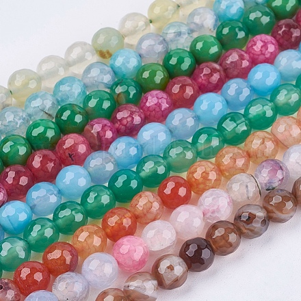 Natural Agate Round Beads Strand G-L084-8mm-M-1