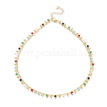 Collane di perline in vetro colorato fatte a mano in ottone NJEW-JN03134-1
